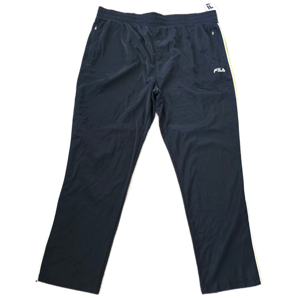 FILA Mens‎ Black Track Pants Athletic Joggers Side Stripe XXL